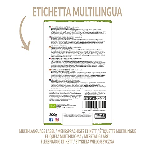 Té Verde Matcha Orgánico Japonés En Polvo - Grado Premium - 200g. Té Matcha Biológico Japonés. Té Bio Grado Premium. Matcha Ecológico Cultivado En Japón, Uji, Kyoto. Ideal Para Beber, Cocina, Latte