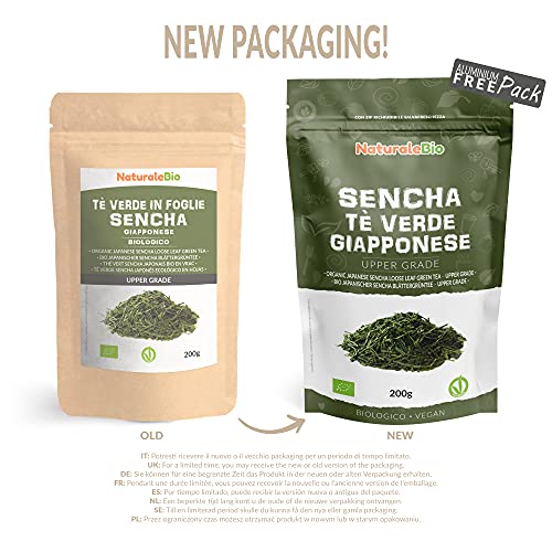 Té verde Sencha Japonés Orgánico - Upper Grade - de 200g. Bio, Natural y Puro, Té verde en hojas de la primera cosecha, cultivado en Japón. Organic Japanese Sencha Green Tea. NaturaleBio