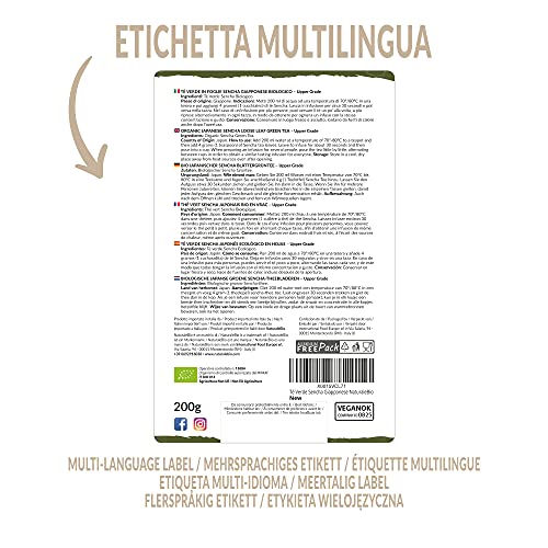 Té verde Sencha Japonés Orgánico - Upper Grade - de 200g. Bio, Natural y Puro, Té verde en hojas de la primera cosecha, cultivado en Japón. Organic Japanese Sencha Green Tea. NaturaleBio
