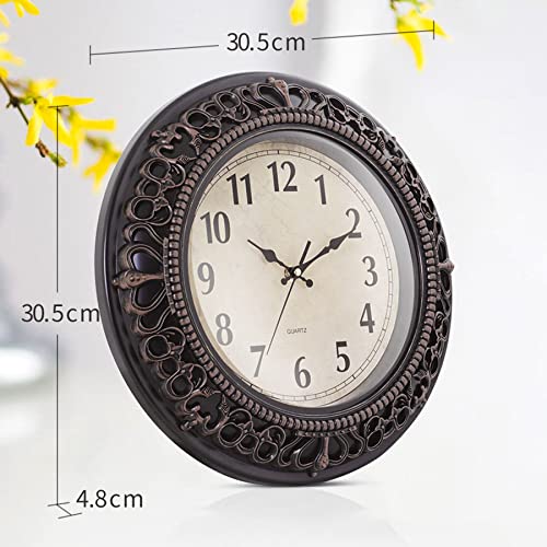 Tebery 12 Inch Reloj de pared de sin tictac, moderno, nostálgico, para salón, cocina, oficina, 30.5 cm