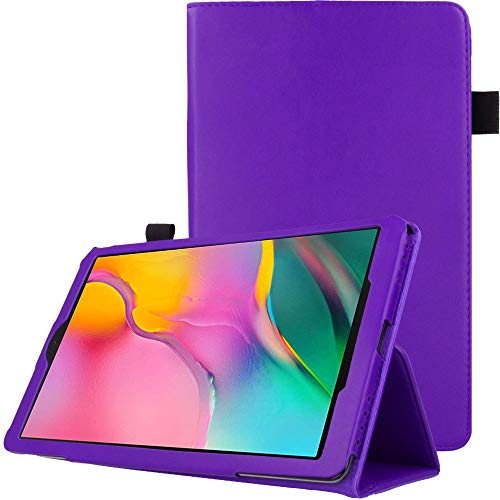 TECHGEAR Funda de Cuero para Nuevo Samsung Galaxy Tab A 10.1" 2019 (SM-T510 / SM-T515) Funda de Cuero PU Protectora Soporte y Correa de Mano [Púrpura]