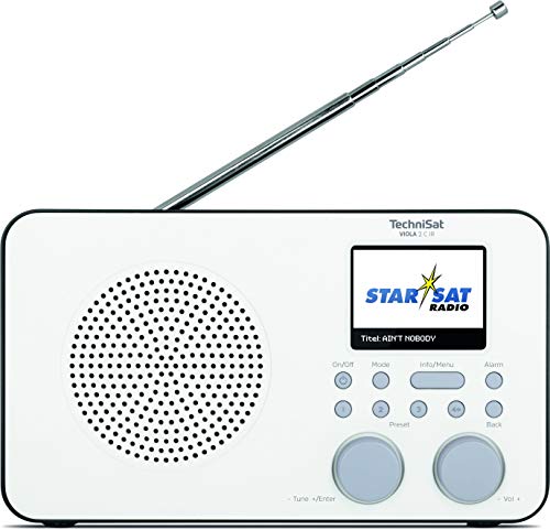 TechniSat Viola 2 C IR - Radio por Internet Portátil (Dab+, FM, WLAN, Pantalla a Color de 2,4 Pulgadas, Conexión para Auriculares, Despertador, Temporizador, 3 Vatios RMS) Blanco/Negro