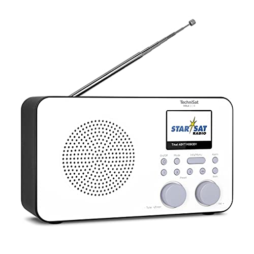 TechniSat Viola 2 C IR - Radio por Internet Portátil (Dab+, FM, WLAN, Pantalla a Color de 2,4 Pulgadas, Conexión para Auriculares, Despertador, Temporizador, 3 Vatios RMS) Blanco/Negro