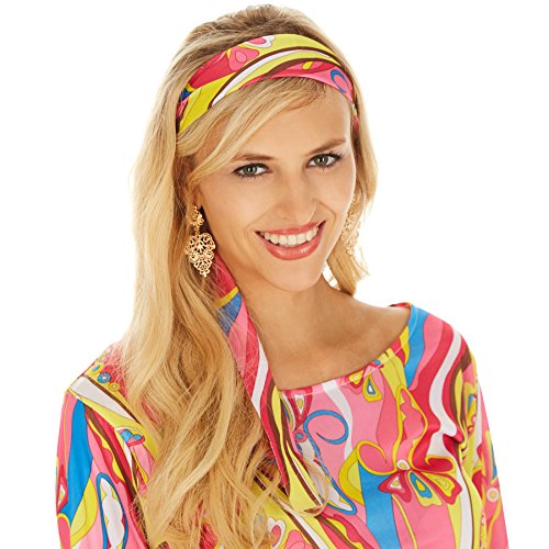TecTake dressforfun Disfraz de Hippie para Mujer | Vestido Colorido | Incl. Cinta para el Pelo Muy Estilosa y Elegante (XXL | No. 300921)