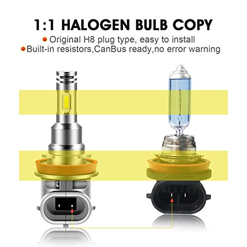 TECTICO H8 12V 40W 6000K LED Angel Eye Bulbs anillos de halo luces circulación diurna Faros antiniebla blanco Canbus sin errores para E90 E92 E93 E82 E91 E82 E70 X5 E60 E61,2 piezas