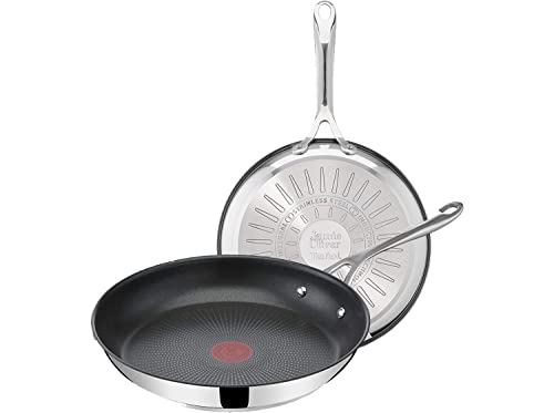 Tefal Jamie Oliver - Juego de 2 Sartenes: 2 Sartenes de 24 y 28 cm de acero inoxidable, sartenes antiadherentes, reforzadas con Titanio, Thermo-Signal, forma profunda, todo tipo de cocinas, libre PFOA