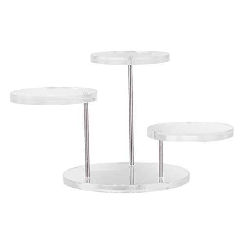TEHAUX Soportes Verticales de Pedestal de Exhibición de Joyas Organizador Giratorio Redondo Transparente Estante de Cosméticos Vitrina Coleccionable de Mesa Elevadores para Anillo de