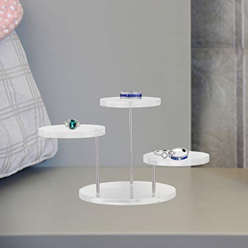 TEHAUX Soportes Verticales de Pedestal de Exhibición de Joyas Organizador Giratorio Redondo Transparente Estante de Cosméticos Vitrina Coleccionable de Mesa Elevadores para Anillo de