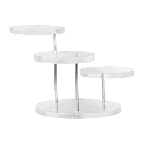 TEHAUX Soportes Verticales de Pedestal de Exhibición de Joyas Organizador Giratorio Redondo Transparente Estante de Cosméticos Vitrina Coleccionable de Mesa Elevadores para Anillo de