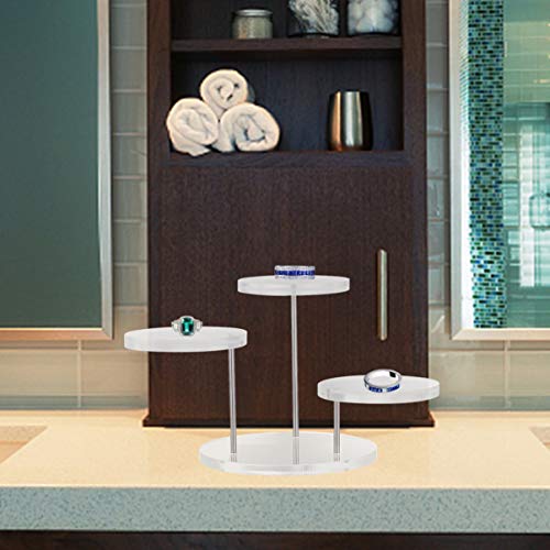 TEHAUX Soportes Verticales de Pedestal de Exhibición de Joyas Organizador Giratorio Redondo Transparente Estante de Cosméticos Vitrina Coleccionable de Mesa Elevadores para Anillo de