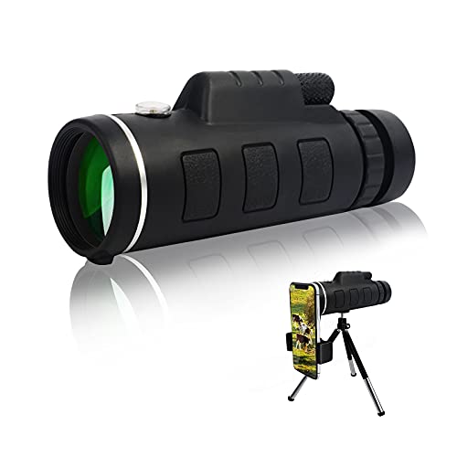 Telescopio monocular Impermeable 40x60 con Soporte para teléfono Inteligente, Alcance monocular Bak4 Prism HD de Alta Potencia para Adultos, Aves, observación de Vida Silvestre, Senderismo, Concierto