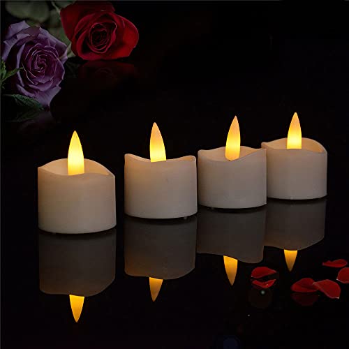 Temporizador de velas con llama parpadeante, 12 piezas realistas brillantes y sin perfumes, pequeñas LED eléctricas falsas a pilas para celebraciones de temporada y festivales, blanco cálido