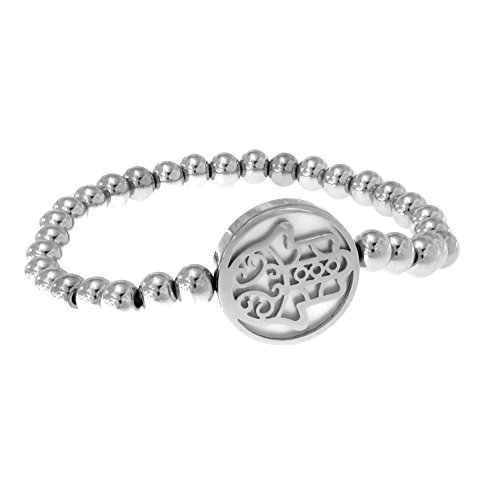 TEMPUS FUGIT. Pulsera Mano de Fátima de Acero inoxidable Antialérgico Quirúrgico Inalterable Brillante