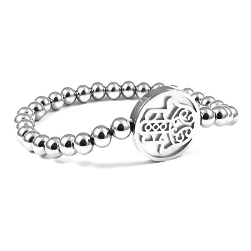 TEMPUS FUGIT. Pulsera Mano de Fátima de Acero inoxidable Antialérgico Quirúrgico Inalterable Brillante