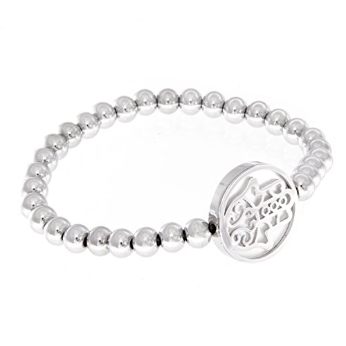 TEMPUS FUGIT. Pulsera Mano de Fátima de Acero inoxidable Antialérgico Quirúrgico Inalterable Brillante