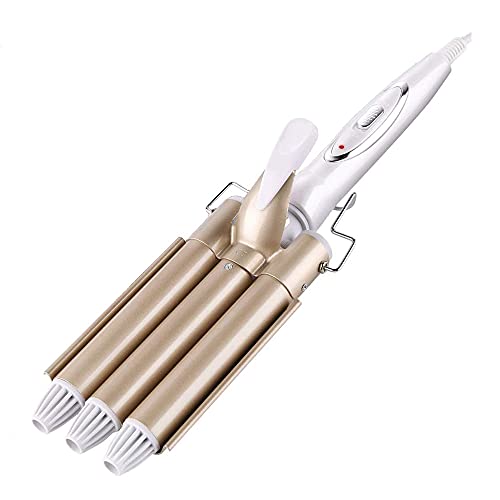 Tenazas para Rizar el Pelo – Rizador de 3 Tubos Rizador Rápido – para Rizar y Ondas un Efecto Ondulado, Turmalina y Cerámica (Bronce)