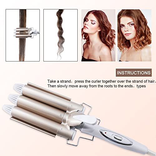 Tenazas para Rizar el Pelo – Rizador de 3 Tubos Rizador Rápido – para Rizar y Ondas un Efecto Ondulado, Turmalina y Cerámica (Bronce)