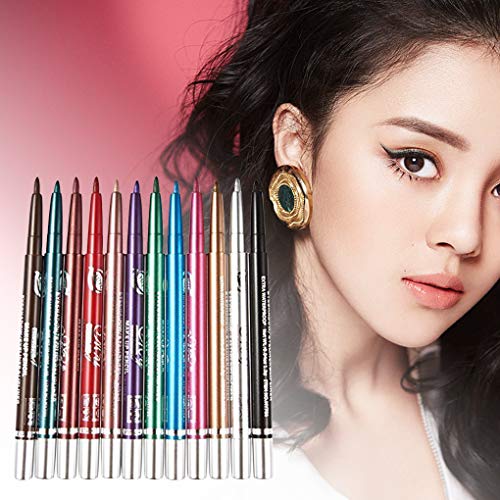 teng hong hui 12 Colores/Set Delineador de Ojos automático telescópica rotación Perfilador de Ojos Eyeliner Lápiz de Sombra de Ojos Sombras lápices cosméticos Pen Kit de Maquillaje
