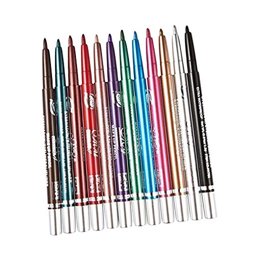 teng hong hui 12 Colores/Set Delineador de Ojos automático telescópica rotación Perfilador de Ojos Eyeliner Lápiz de Sombra de Ojos Sombras lápices cosméticos Pen Kit de Maquillaje