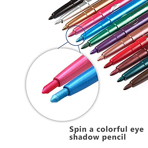 teng hong hui 12 Colores/Set Delineador de Ojos automático telescópica rotación Perfilador de Ojos Eyeliner Lápiz de Sombra de Ojos Sombras lápices cosméticos Pen Kit de Maquillaje