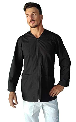 tessile astorino Bordado gratuito – Casaca de hombre de trabajo – Chaqueta para peluquería, peluquería, peluquería – Fabricado en Italia Negro 3XL