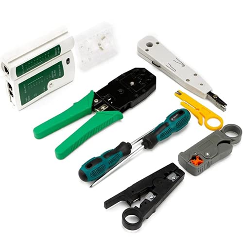 Tester Comprobador De Redes | Maletín Profesional Completo De Reparaciones Eléctricas Con Estuche | Kit 10 en 1 Cable LAN Network Tools Kit