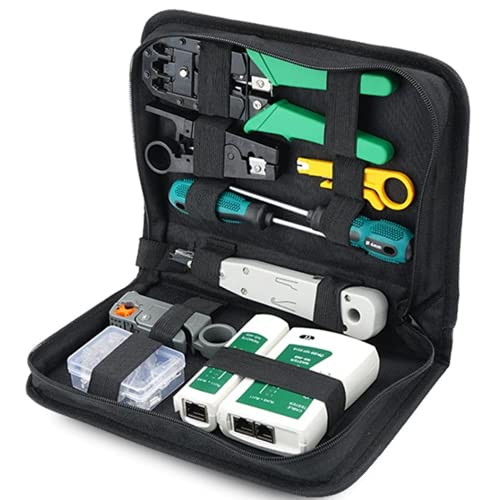Tester Comprobador De Redes | Maletín Profesional Completo De Reparaciones Eléctricas Con Estuche | Kit 10 en 1 Cable LAN Network Tools Kit