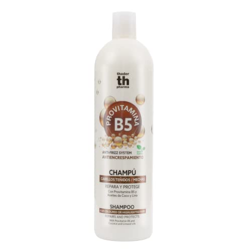 Thader Th Pharma Champú Efecto Anti-Frizz Provitamina B5 y Aceites de Coco y Lino para Cabellos Teñidos, 1000 ml