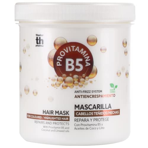 Thader Th Pharma Mascarilla Efecto Anti-Frizz Provitamina B5 y Aceites de Coco y Lino para Cabello Teñido y Mechas, 700 ml