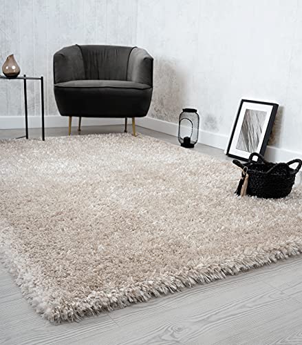 the carpet Willow - Alfombra de Pelo Largo para salón, Dormitorio, Moderna, Suave, Mate, Color Beige, 160 x 230 cm
