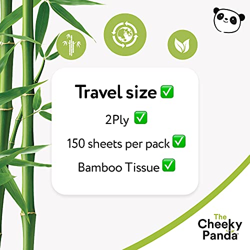 The Cheeky Panda - Papel higiénico de viaje de bambú | Paquete de 150 hojas (2 capas) | Hipoalergénico, ecológico, súper suave, fuerte y sostenible
