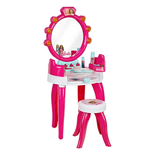 Theo Klein 5328 Salón de belleza Barbie con luz y sonido - Superficies de trabajo giratorias - Con accesorios para el peinado - Para niños a partir de 3 años