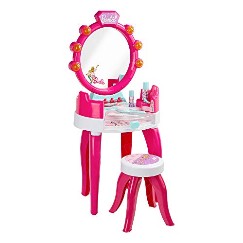 Theo Klein 5328 Salón de belleza Barbie con luz y sonido - Superficies de trabajo giratorias - Con accesorios para el peinado - Para niños a partir de 3 años