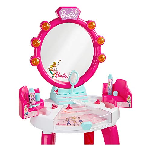 Theo Klein 5328 Salón de belleza Barbie con luz y sonido - Superficies de trabajo giratorias - Con accesorios para el peinado - Para niños a partir de 3 años