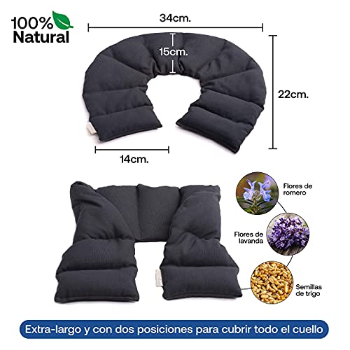 Thermikoa Saco Térmico Semillaa, Microondas Grande, 80 X 15 Cm Para Rodear Todo El Cuello Y Calmar El Dolor Cervical