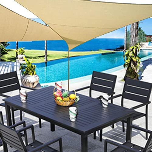 THETHO Toldo Vela de Sombra de 2x2m Toldo de Sombra Impermeable Cuadrilátero Protección Rayos UV Paño de Sombra con Mosquetón y Cuerda Tela de Sombra para Patio, Exteriores, Jardín, Terraza (Beige)