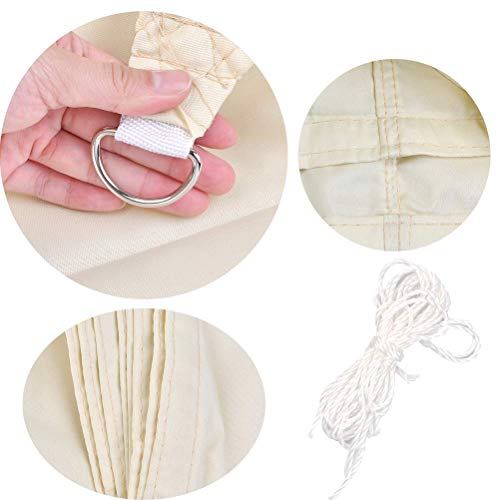 THETHO Toldo Vela de Sombra de 2x2m Toldo de Sombra Impermeable Cuadrilátero Protección Rayos UV Paño de Sombra con Mosquetón y Cuerda Tela de Sombra para Patio, Exteriores, Jardín, Terraza (Beige)