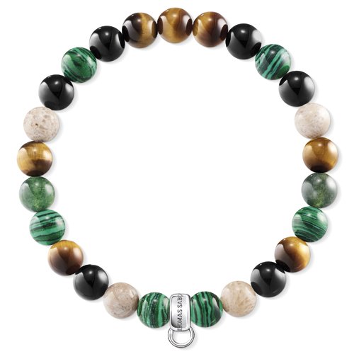 Thomas Sabo pulsera de mujer 925 plata Jasper Blanco Ovalado esmerilado Ojo de tigre Heliotropo 15.5 cm – x0217 – 947 – 7 de l15,5