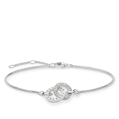 Thomas Sabo Pulsera de mujer con diseño con circonitas e inscripción Together Forever, plata de ley 925, A1551-051-14