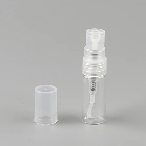 TIANZD 50 Piezas Mini 2 ml Botella de Spray Pequeño Vidrio Vacías Transparente con Bomba en Spray de Niebla Fina Atomizador Muestra para Perfume Artículos de Agua Líquidos Cosmético Viaje