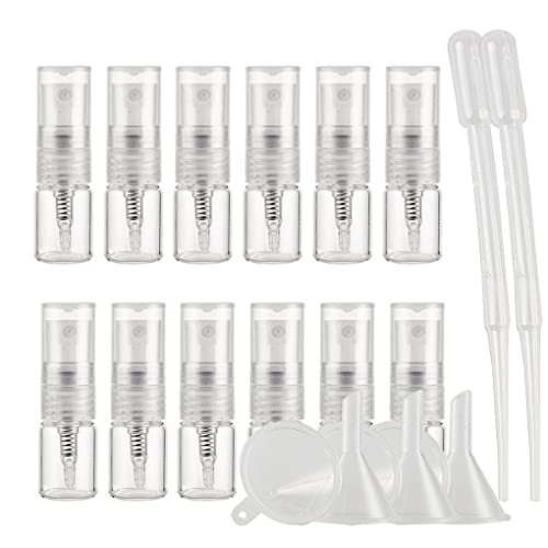 TIANZD 50 Piezas Mini 2 ml Botella de Spray Pequeño Vidrio Vacías Transparente con Bomba en Spray de Niebla Fina Atomizador Muestra para Perfume Artículos de Agua Líquidos Cosmético Viaje