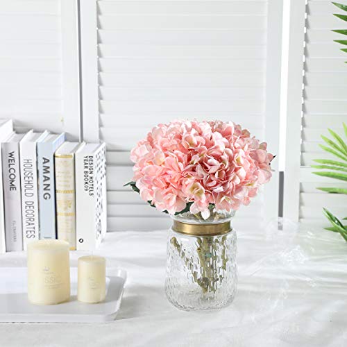 Tifuly Artificial Hydrangea Flower, 5 PCS Ramos de hortensias de Seda de Tallo Largo para Bodas, hogar, Hotel, decoración de Fiestas, centros de Mesa (Rosado)