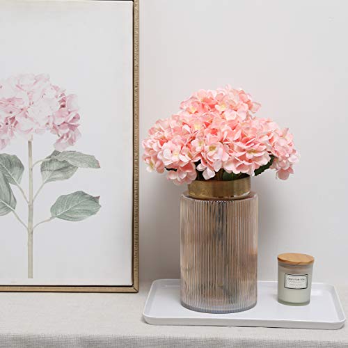 Tifuly Artificial Hydrangea Flower, 5 PCS Ramos de hortensias de Seda de Tallo Largo para Bodas, hogar, Hotel, decoración de Fiestas, centros de Mesa (Rosado)
