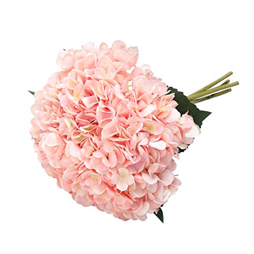 Tifuly Artificial Hydrangea Flower, 5 PCS Ramos de hortensias de Seda de Tallo Largo para Bodas, hogar, Hotel, decoración de Fiestas, centros de Mesa (Rosado)