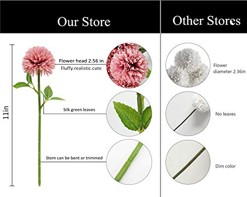Tifuly Flores de Hortensia Artificial, 6 Piezas de crisantemo de Seda pequeña Bola de Flores para la decoración de la Oficina del jardín del hogar, Ramos de Novia, arreglos Florales(Rosa)