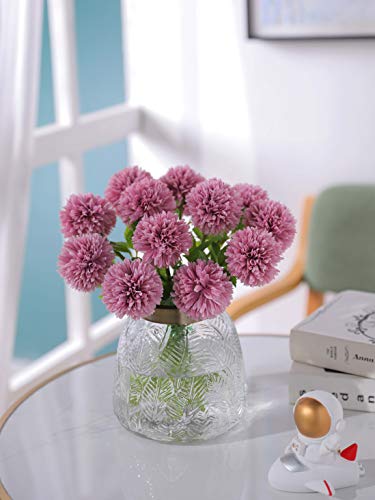Tifuly Flores de Hortensia Artificial, 6 Piezas de crisantemo de Seda pequeña Bola de Flores para la decoración de la Oficina del jardín del hogar, Ramos de Novia, arreglos Florales(Rosa)