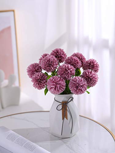 Tifuly Flores de Hortensia Artificial, 6 Piezas de crisantemo de Seda pequeña Bola de Flores para la decoración de la Oficina del jardín del hogar, Ramos de Novia, arreglos Florales(Rosa)