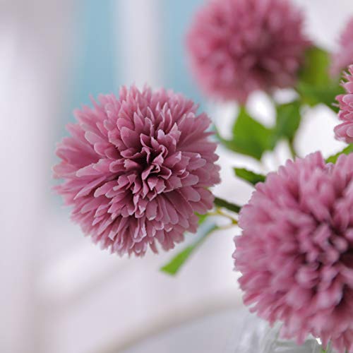 Tifuly Flores de Hortensia Artificial, 6 Piezas de crisantemo de Seda pequeña Bola de Flores para la decoración de la Oficina del jardín del hogar, Ramos de Novia, arreglos Florales(Rosa)