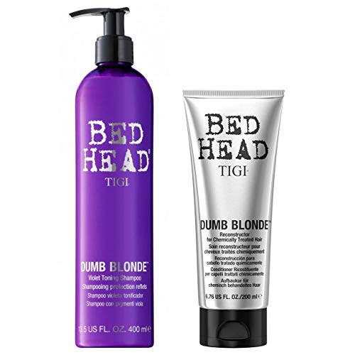 Tigi Bed Head Dumb Blonde Duo Purple Toning Champú 400 ml + Reconstructor 200 ml