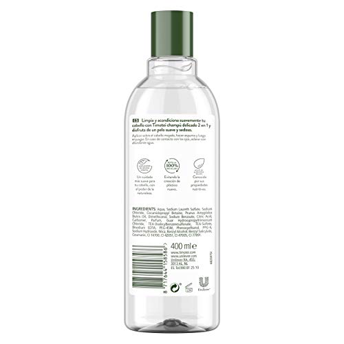 Timotei champú y acondicionador delicado para todo tipo de cabello con aceite de almendras dulces; con limpiadores de origen vegetal, 94% ingredientes de origen natural, 400ml